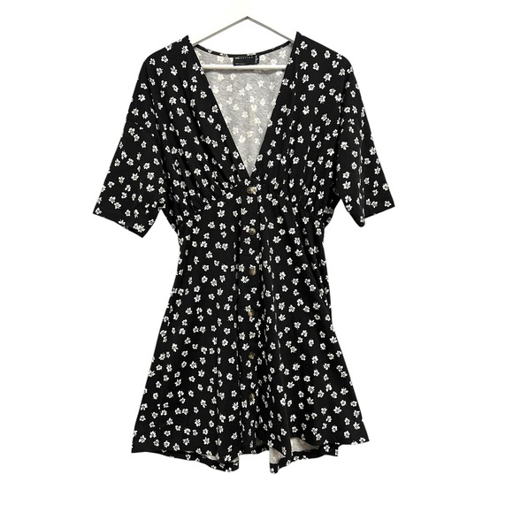 ASOS DESIGN Dresses & Skirts - ASOS DESIGN Dress Womens 6‎ Tall Black Floral Button Front V-Neck Fit & Flare